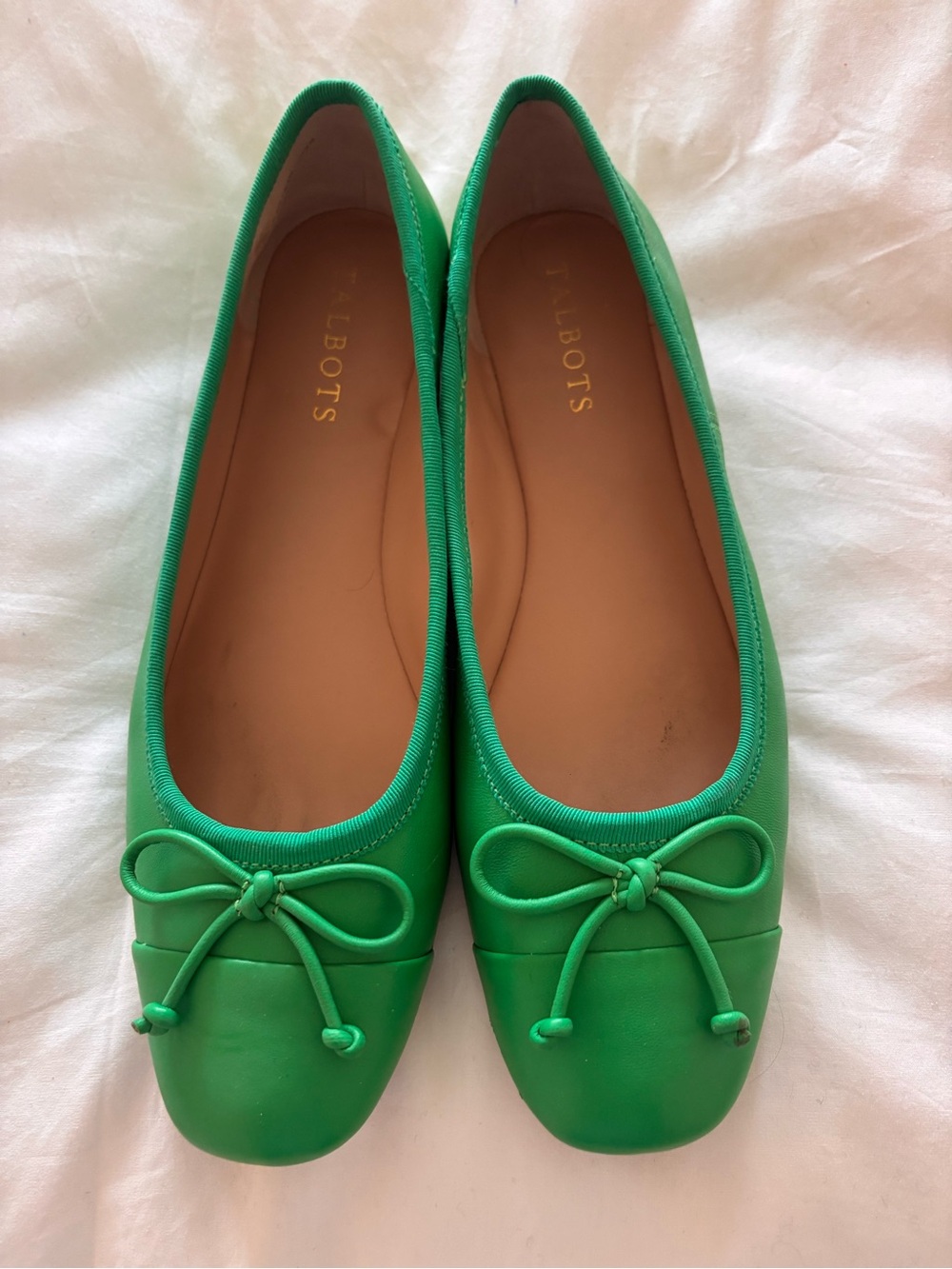 Talbots Green Leather Ballet Flats, size 8